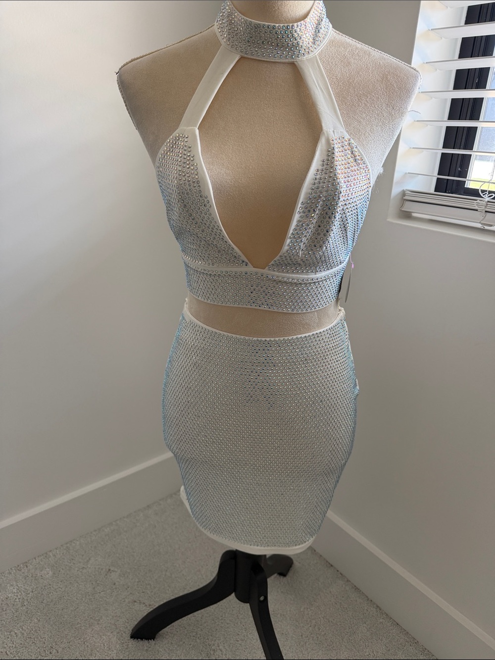 Hot Miami Styles White Embellished Mini Dress